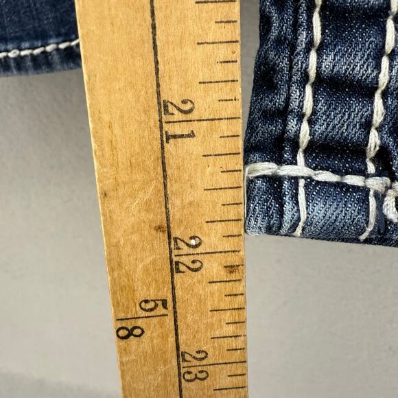 Vigoss Jeans Women's 3/4x21 Blue The Chelsea Capri Embellished Rose Gold Pocket - Picture 13 of 14